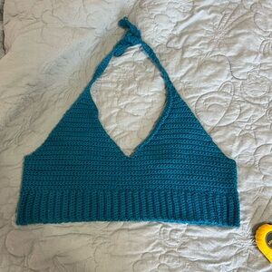 Teal Handmade Crochet Halter Top